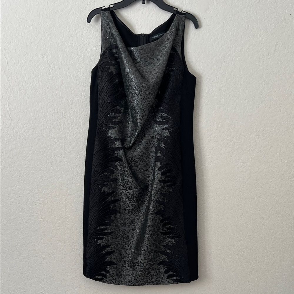 Like New! Carmen Marc Valvo Black Sleeveless Mixed Media Dress in Size 10